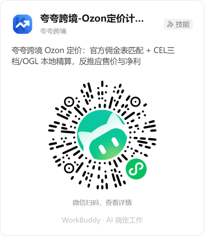 夸夸跨境-Ozon定价计算器技能分享码